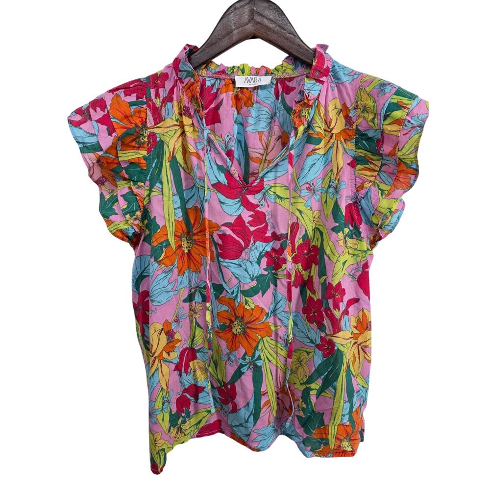 Avara Floral Multicolor Blouse Size Medium